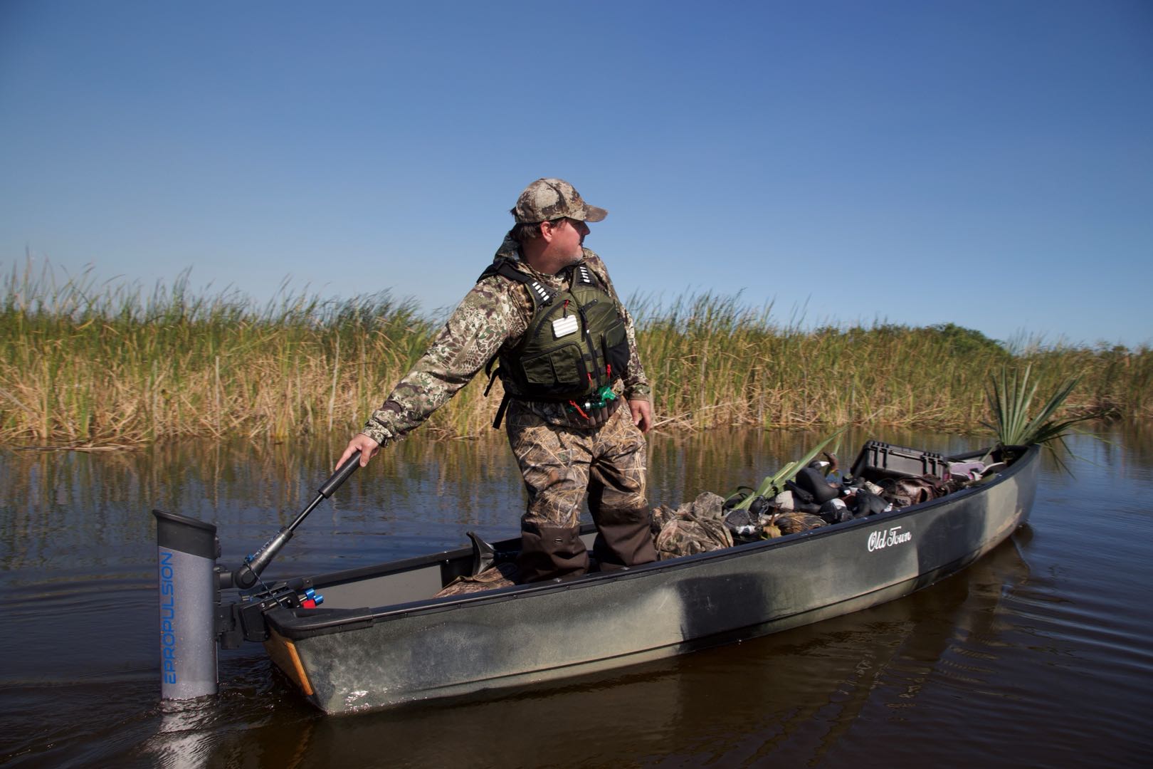 Using the eLite electric outboard on a Kayak for Duck Hunting