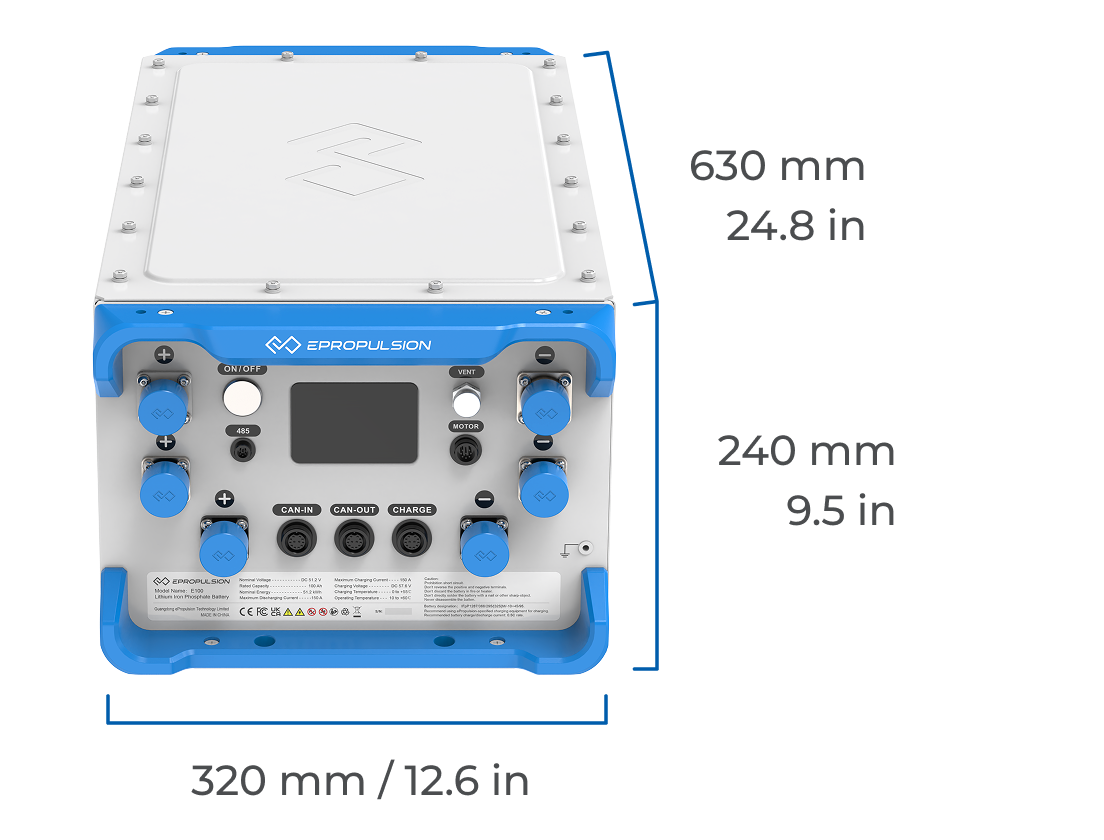 ePropulsion E100 battery Dimensions